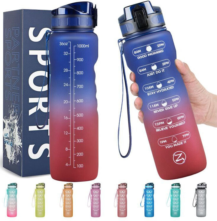 32oz Motivational Water Bottle with Time Marker,Leakproof BPA Free - acfitpro