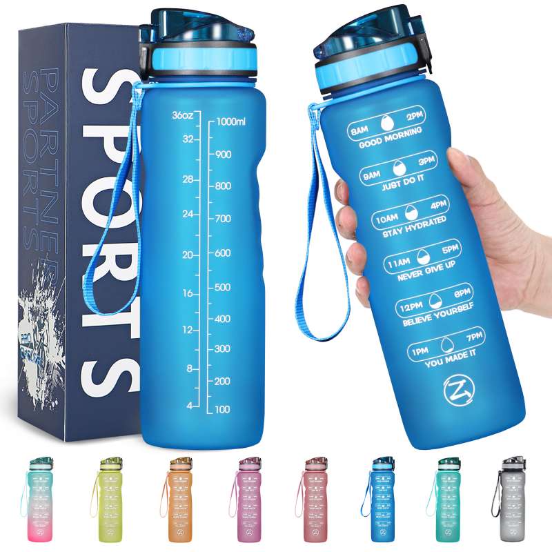 32oz Motivational Water Bottle with Time Marker,Leakproof BPA Free - acfitpro