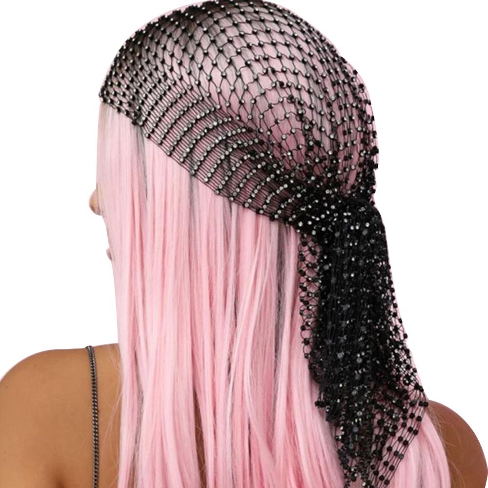 Crystal Net Head Wrap Scarf  Mesh,  Bling Rhinestone Headpiece Turban - acfitpro