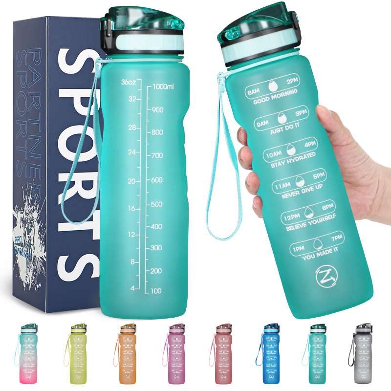 32oz Motivational Water Bottle with Time Marker,Leakproof BPA Free - acfitpro