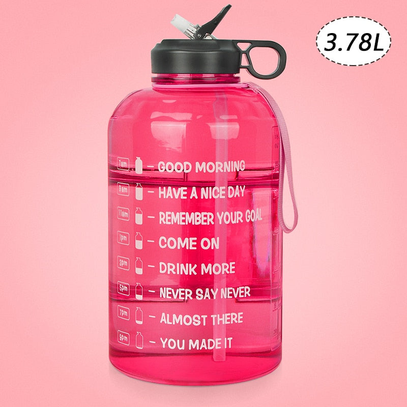 2.2/3.78L Gallon Time Marker &amp; Motivational Water Jug BPA Free Leakproof - acfitpro