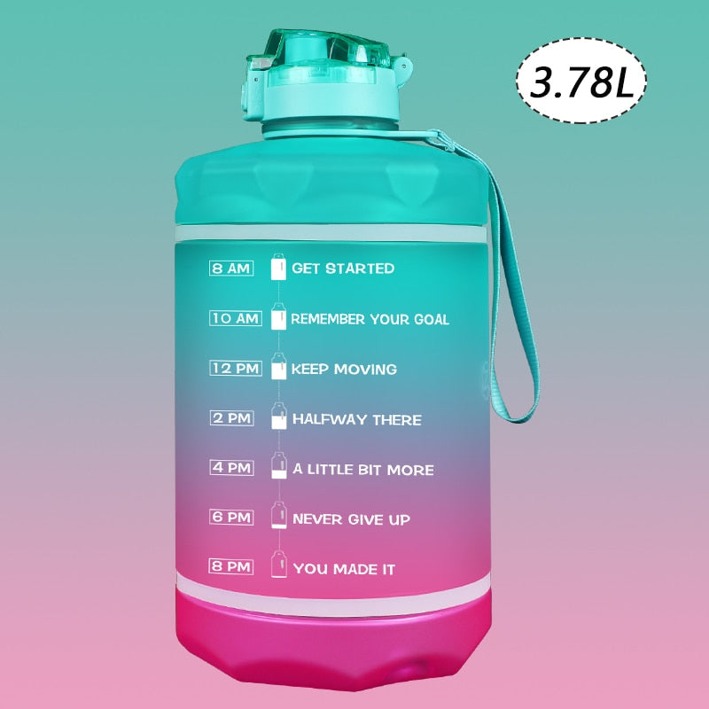 2.2/3.78L Gallon Time Marker &amp; Motivational Water Jug BPA Free Leakproof - acfitpro