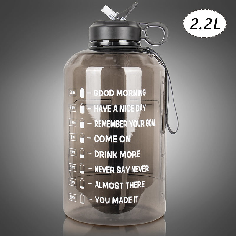 2.2/3.78L Gallon Time Marker &amp; Motivational Water Jug BPA Free Leakproof - acfitpro