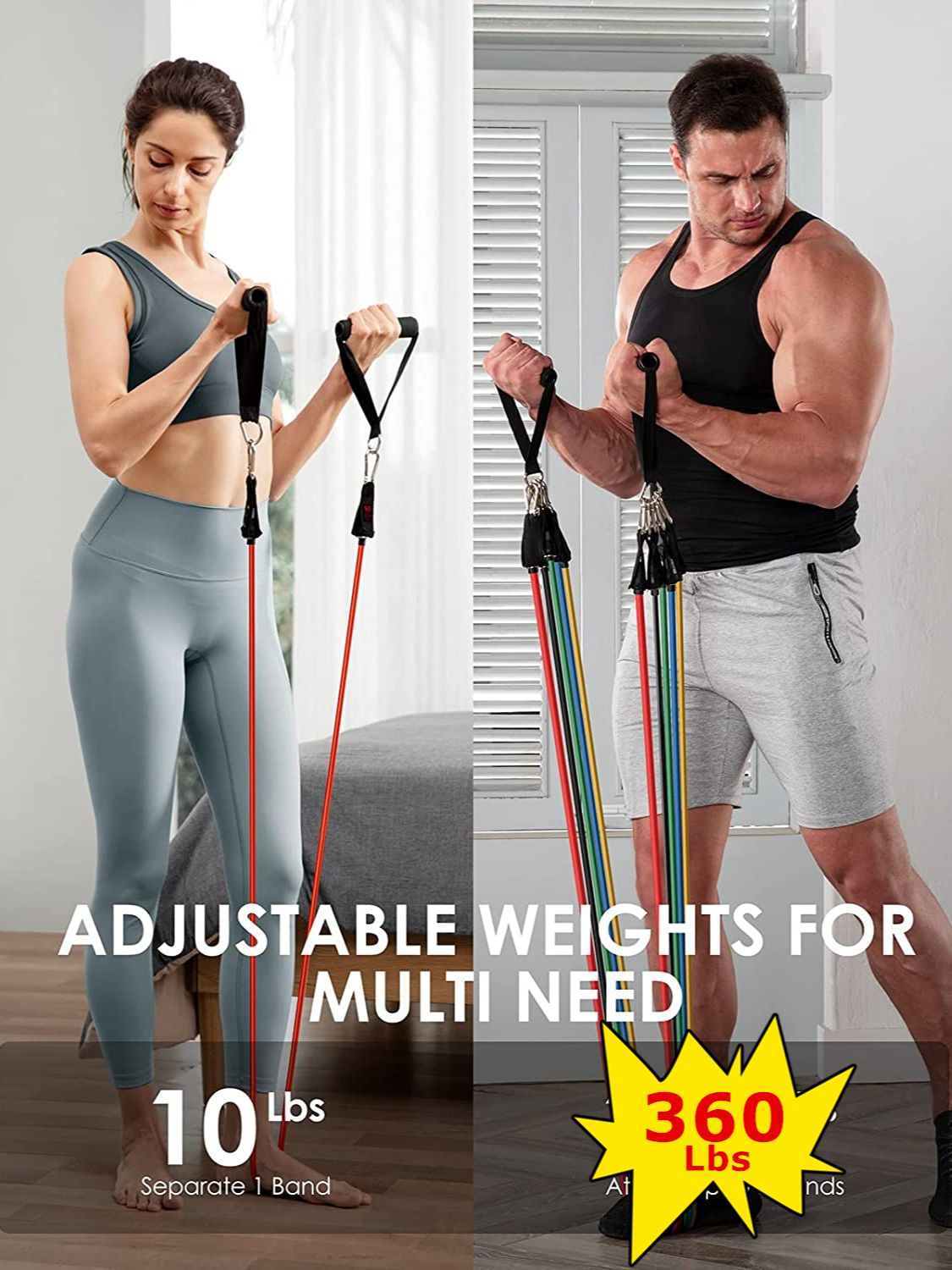 360LBS Fitness Resistance Loop Bands Set Exercise Equipment for Home Bodybuilding - acfitpro