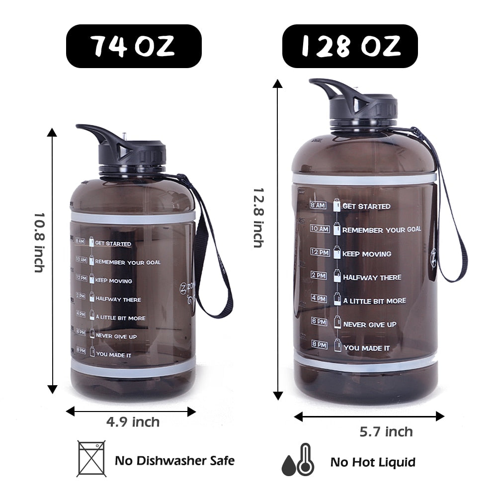 2.2/3.78L Gallon Time Marker &amp; Motivational Water Jug BPA Free Leakproof - acfitpro