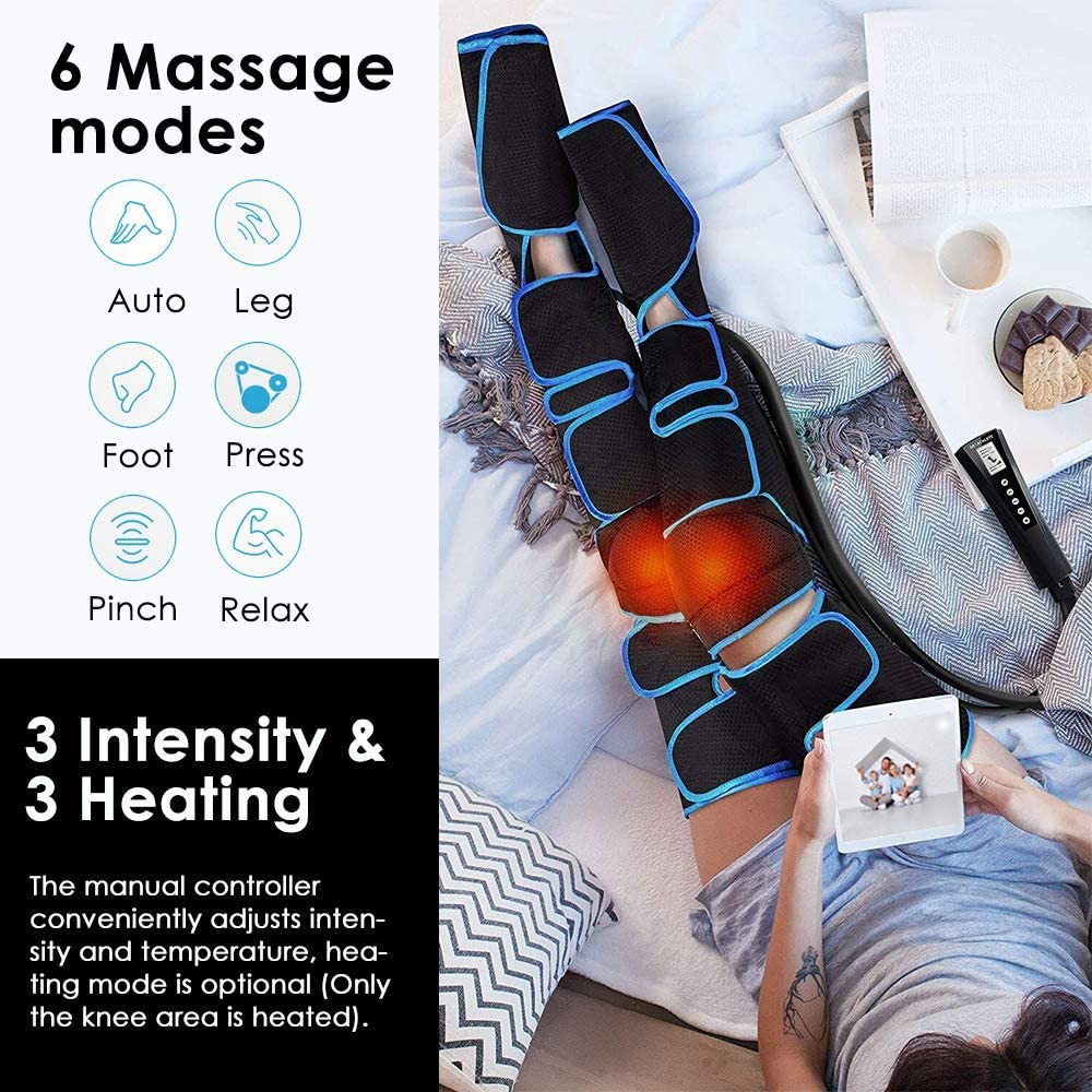 Nuaer 360° Foot air pressure leg massager knee massager promotes blood circulation Relief Muscle Pain Relax body - acfitpro