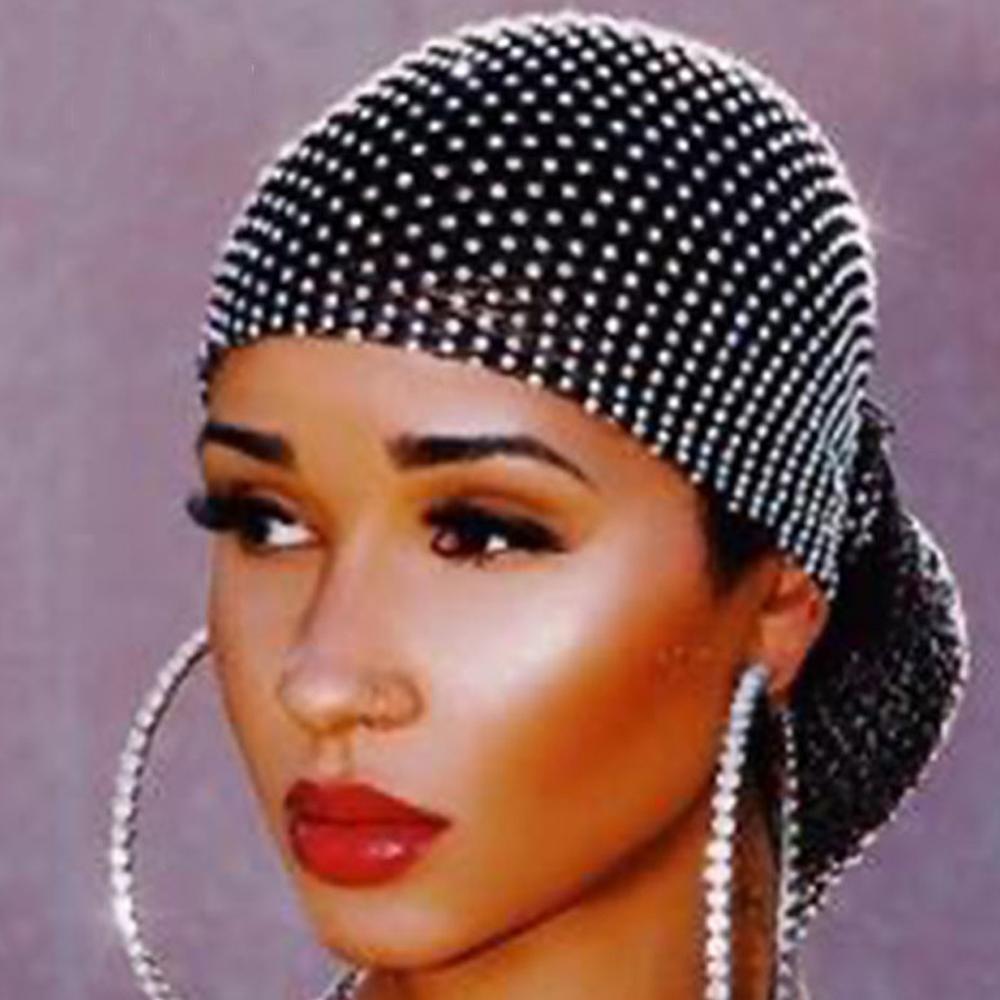 Crystal Net Head Wrap Scarf  Mesh,  Bling Rhinestone Headpiece Turban - acfitpro