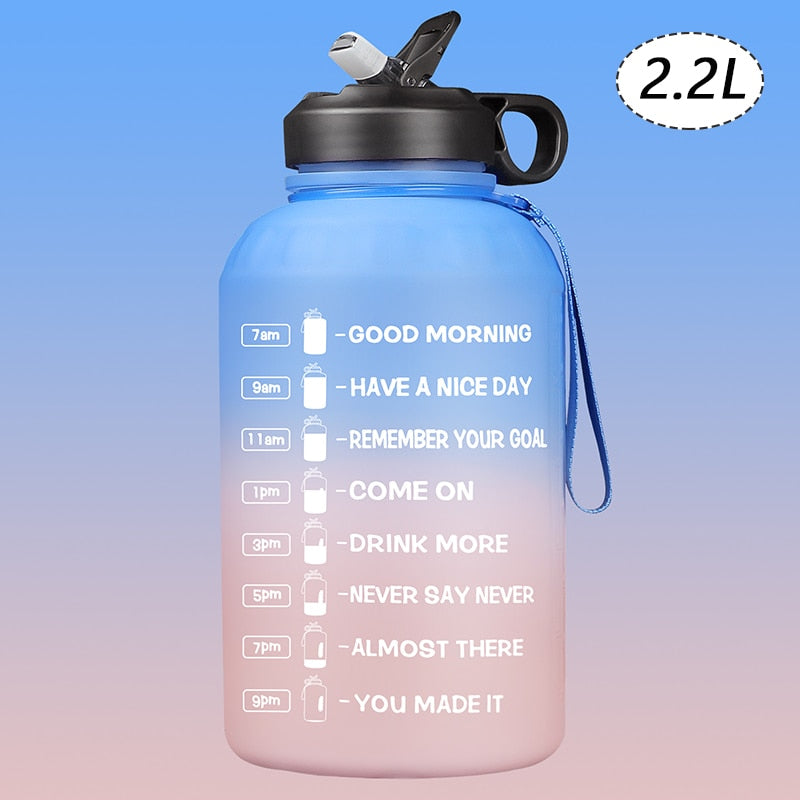 2.2/3.78L Gallon Time Marker &amp; Motivational Water Jug BPA Free Leakproof - acfitpro