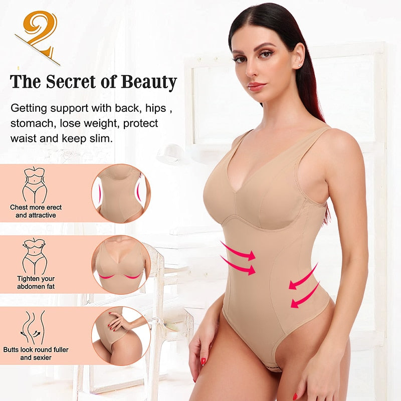 Slimming Underwear Bodysuit Body Shaper Waist Trainer Corset Shapewear Top with Padded Bra Postpartum Recovery - acfitpro