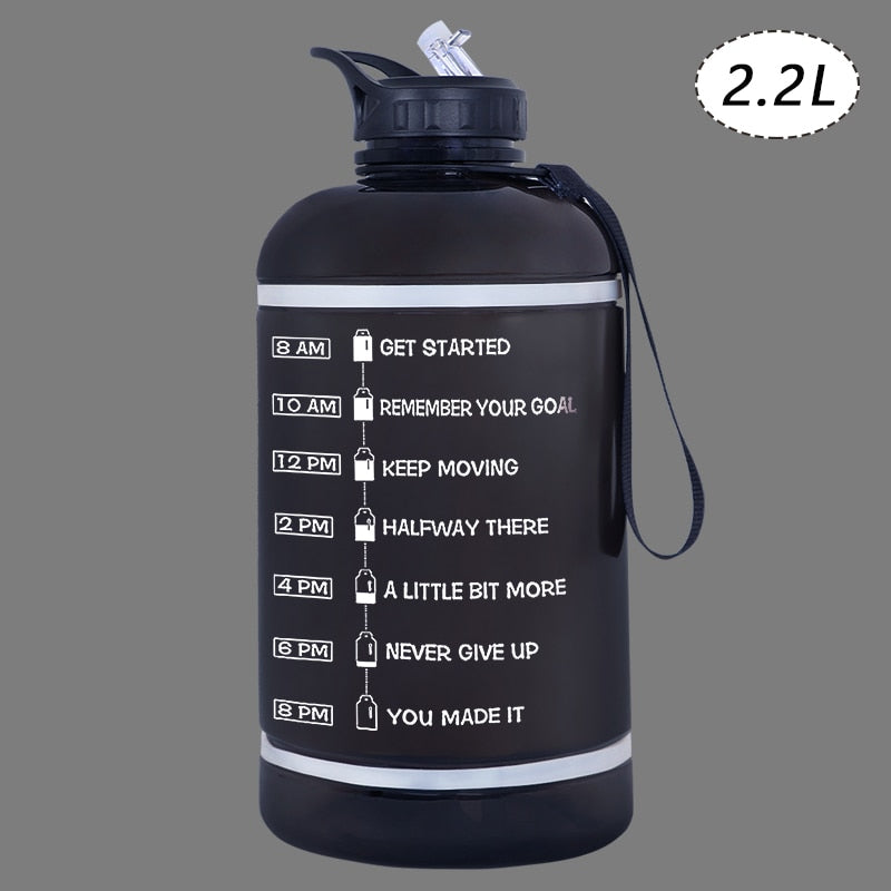 2.2/3.78L Gallon Time Marker &amp; Motivational Water Jug BPA Free Leakproof - acfitpro