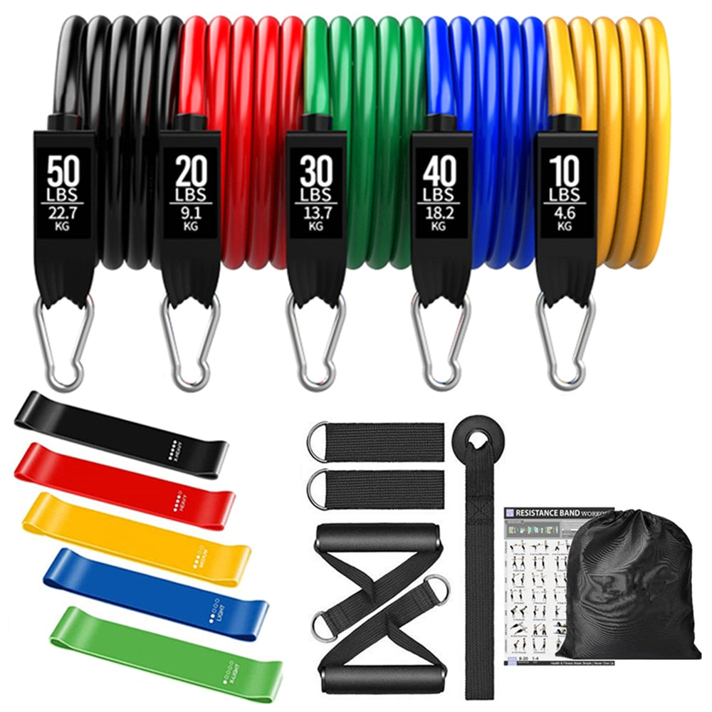 360LBS Fitness Resistance Loop Bands Set Exercise Equipment for Home Bodybuilding - acfitpro