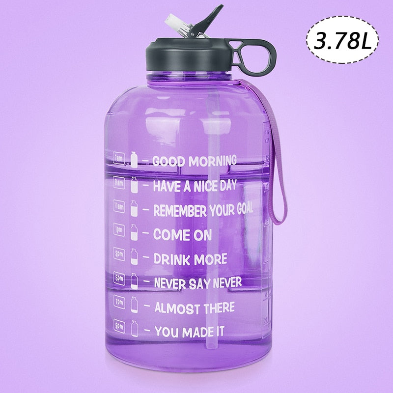 2.2/3.78L Gallon Time Marker &amp; Motivational Water Jug BPA Free Leakproof - acfitpro