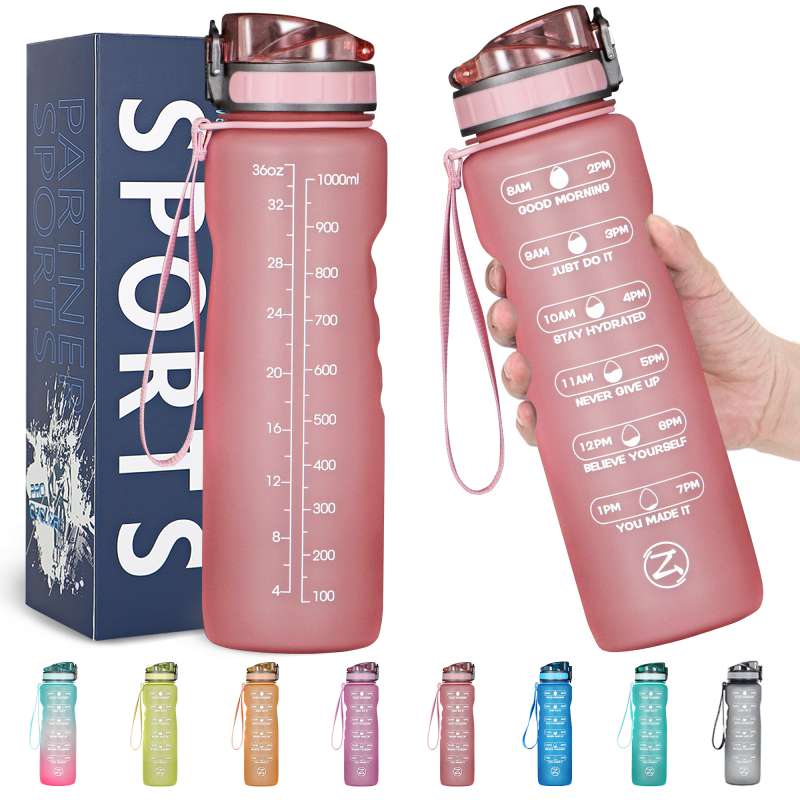 32oz Motivational Water Bottle with Time Marker,Leakproof BPA Free - acfitpro