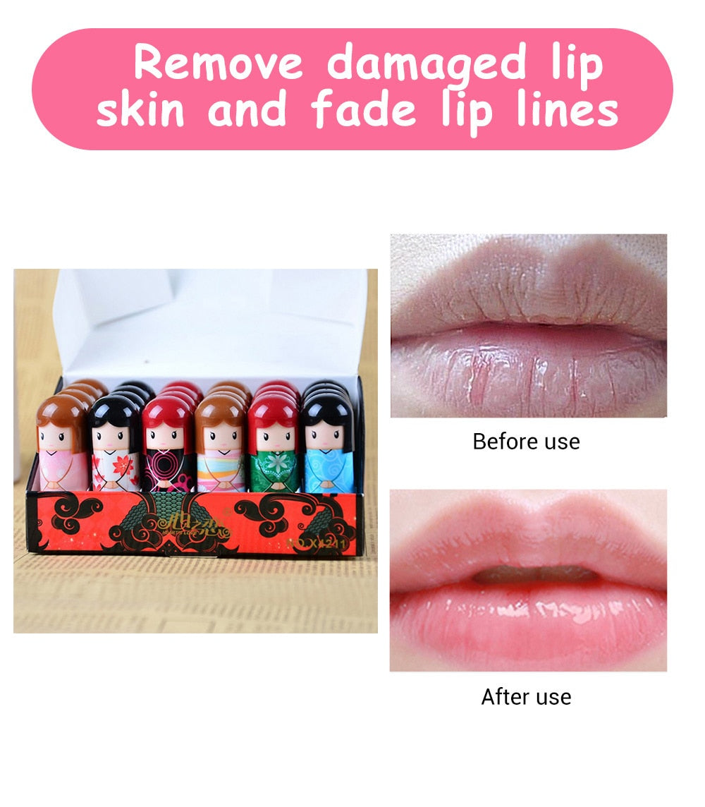 24pcs/pack Cute Balm Moiusturizing Lip Balm Beauty Makeup Lip Gloss Moist Smooth Lips Care 6 Different Flavor Kawaii Lip Bomb - acfitpro