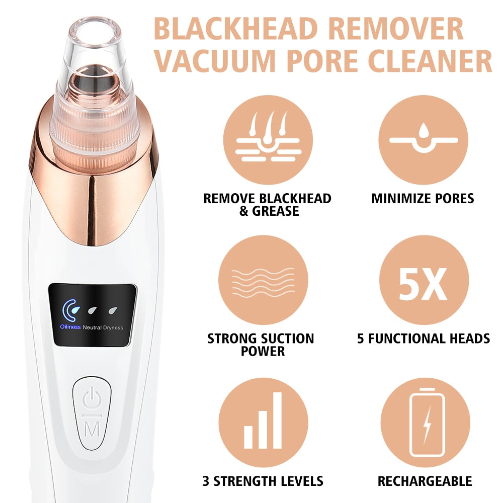 Blackhead Remover Vacuum Pore Cleaner Facial Cleaning Black Dots Suction Exfoliating Beauty Acne Pimple Remover Tool Skin Care - acfitpro