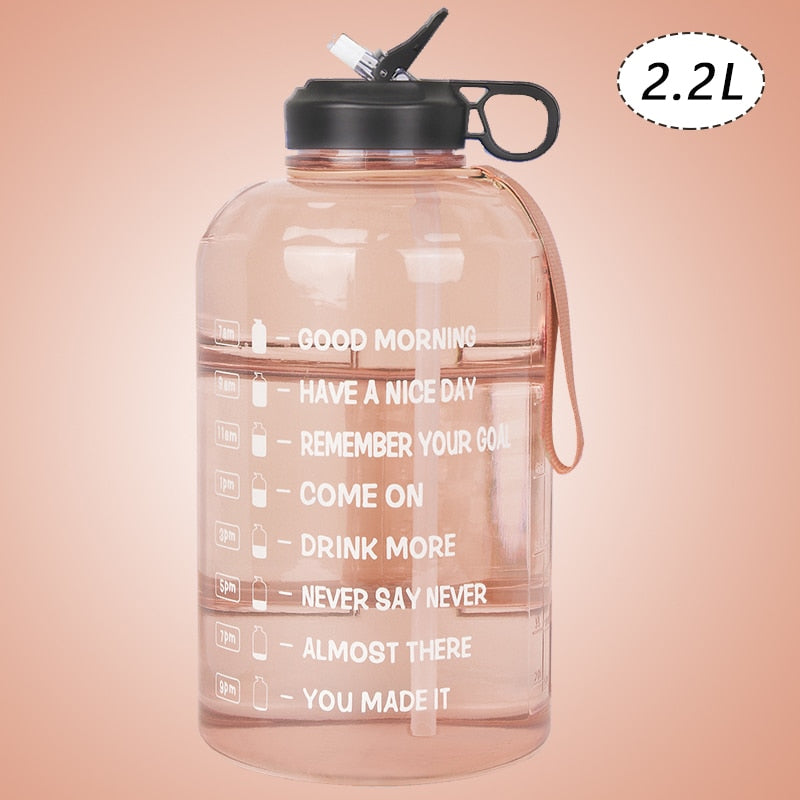 2.2/3.78L Gallon Time Marker &amp; Motivational Water Jug BPA Free Leakproof - acfitpro