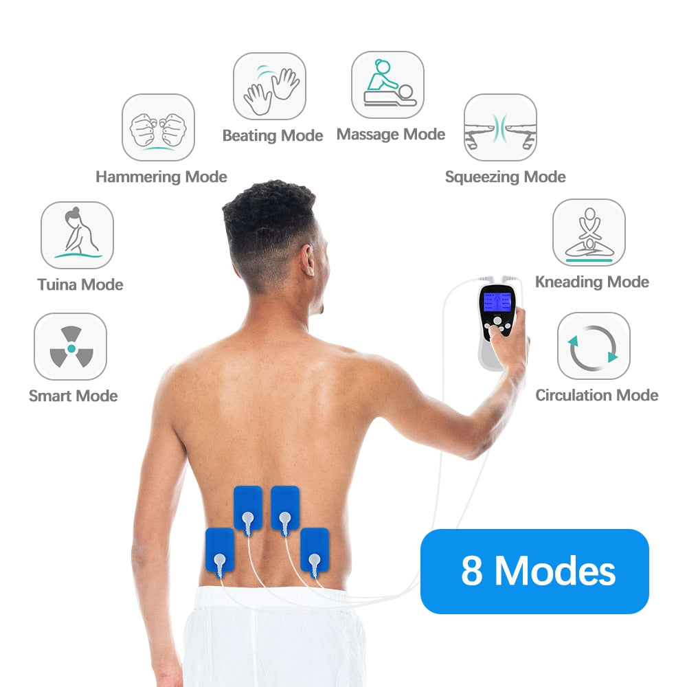 8 Mode EMS Electric Herald Tens Machine Acupuncture Body Massage Digital Therapy Massager Muscle Stimulator Electrostimulator - acfitpro