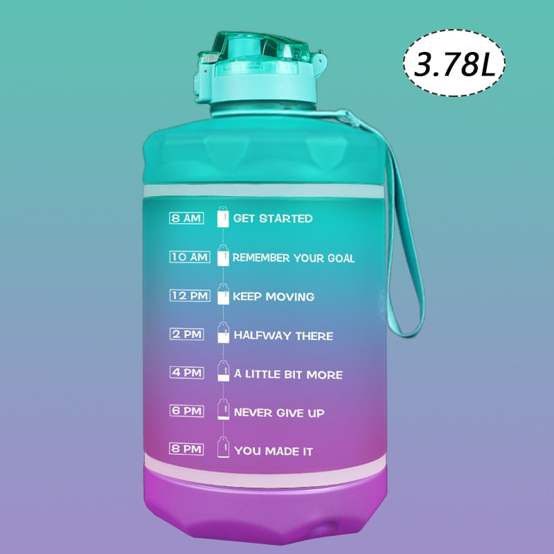 2.2/3.78L Gallon Time Marker &amp; Motivational Water Jug BPA Free Leakproof - acfitpro