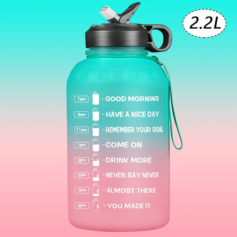 2.2/3.78L Gallon Time Marker &amp; Motivational Water Jug BPA Free Leakproof - acfitpro