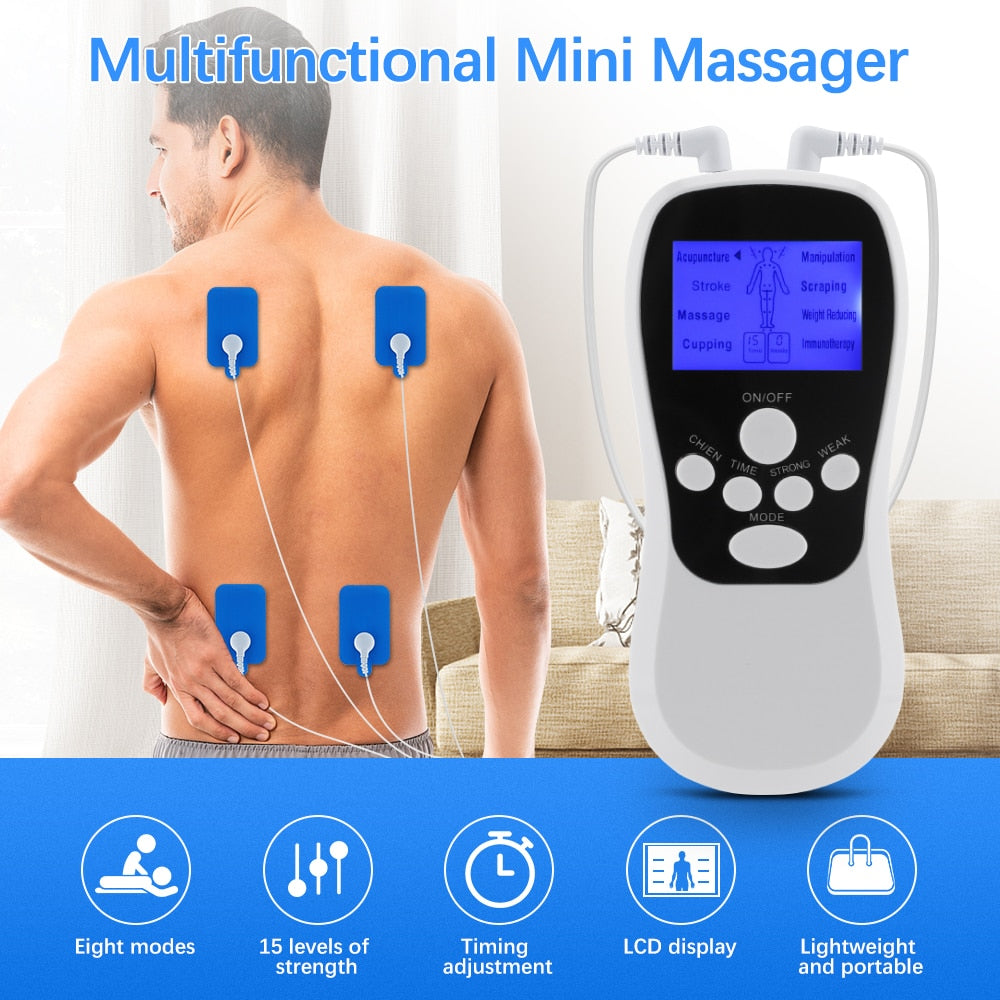 8 Mode EMS Electric Herald Tens Machine Acupuncture Body Massage Digital Therapy Massager Muscle Stimulator Electrostimulator - acfitpro