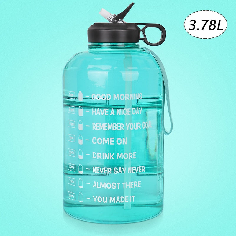 2.2/3.78L Gallon Time Marker &amp; Motivational Water Jug BPA Free Leakproof - acfitpro