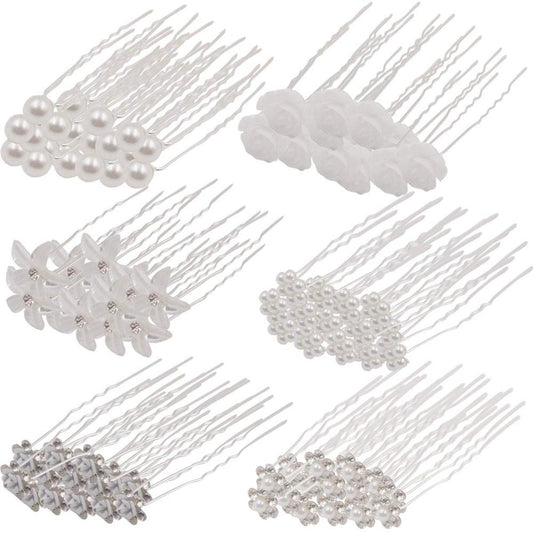 100 Pieces Flower Crystal Rhinestone Hair Pins - acfitpro