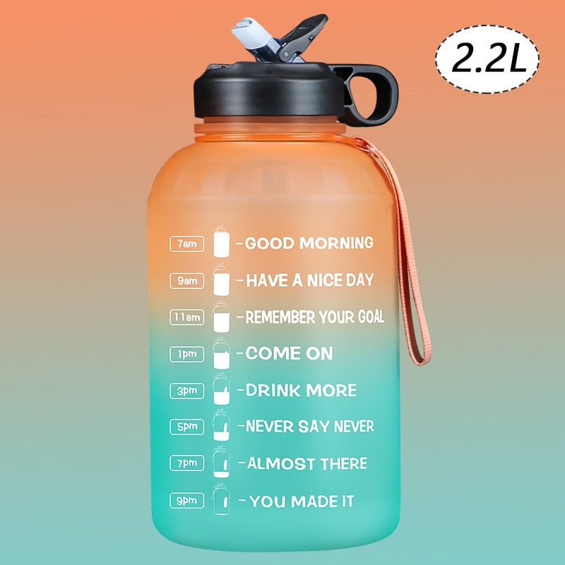 2.2/3.78L Gallon Time Marker &amp; Motivational Water Jug BPA Free Leakproof - acfitpro