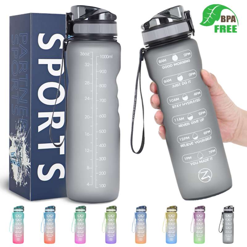 32oz Motivational Water Bottle with Time Marker,Leakproof BPA Free - acfitpro