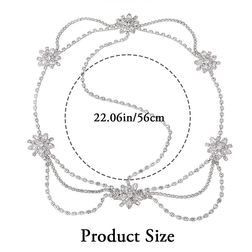 Flower Shape Rhinestone Head Chain Forehead Headband Tiara Headwear Jewelry - acfitpro