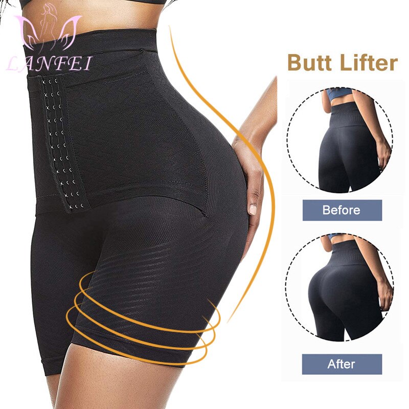 LANFEI Womens Firm Tummy Control Butt Lifter Shapewear High Waist Trainer Body Shaper Shorts Thigh Slim Girdle Panties with Hook - acfitpro