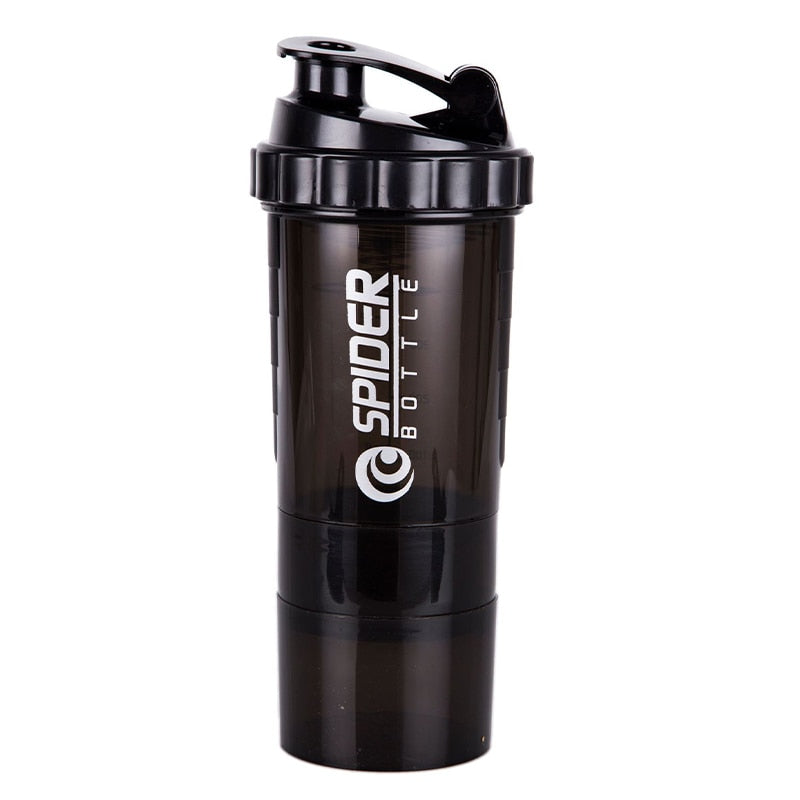 3 Layer Shaker Bottle Protein Powder Milkshake Water Bottle 550ml With medicine box - acfitpro