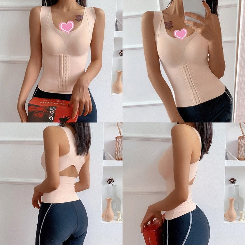 3-in-1 Waist Buttoned Bra Seamless Shapewear Snatch Bra - 3-in-1 Waist Trainer Bra - acfitpro