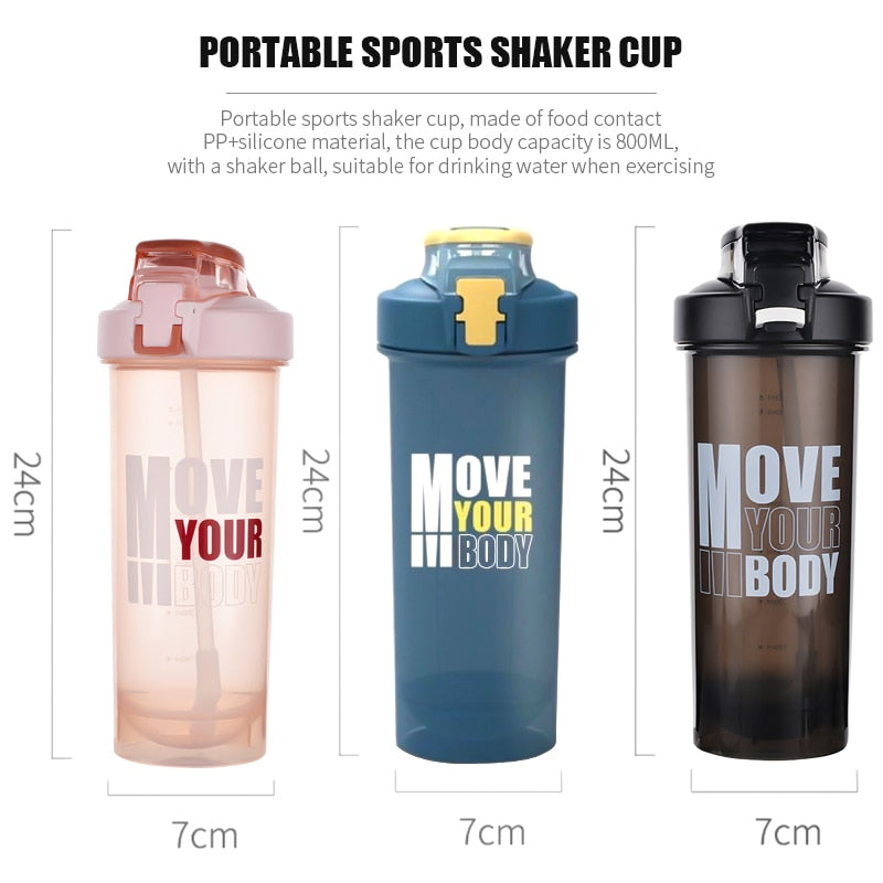 800ml Protein Shaker Bottle Mixing Cup Sports Fitness Plastic Water Bottles - acfitpro