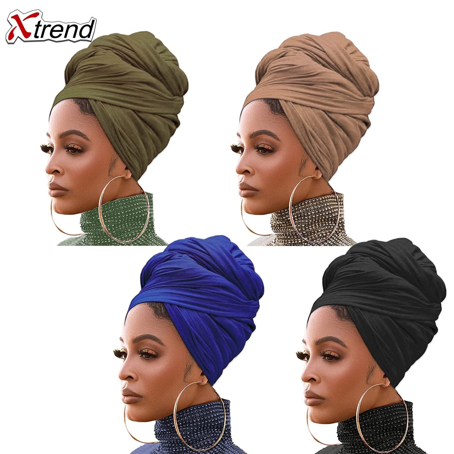 4 Pieces Stretch Head Scarfs Headbands  Soft Breathable Head Wraps for Women - acfitpro