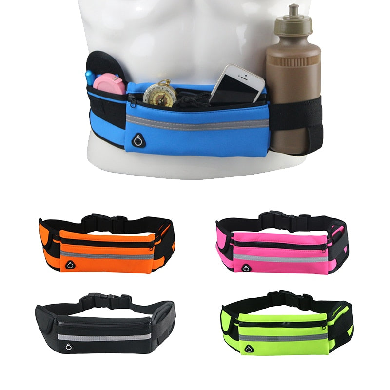 Adjustable Sport Waist Exercise Waist Bag with Headphone Hole Phone Money - acfitpro