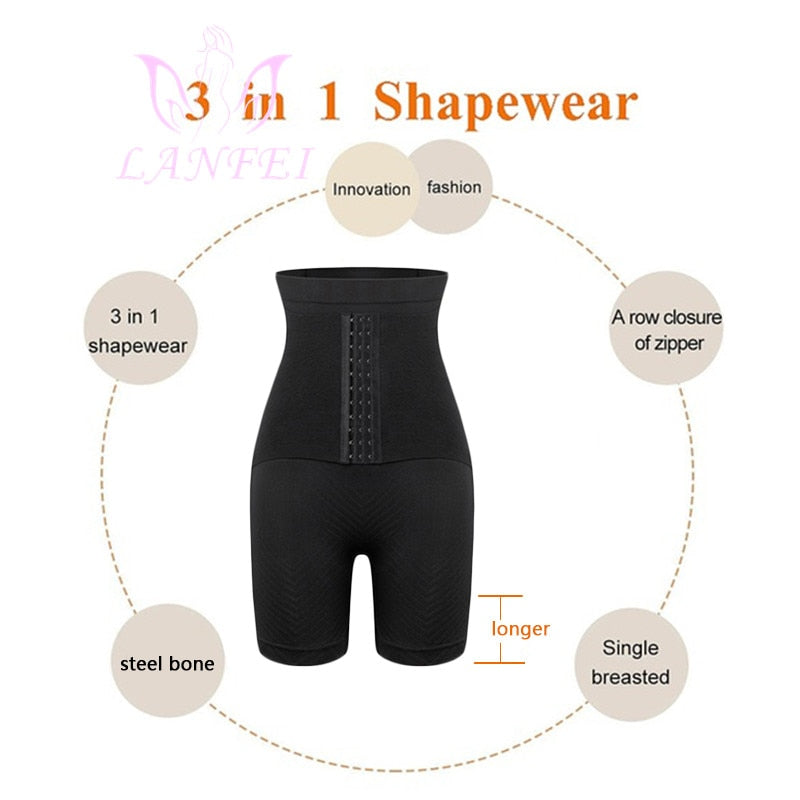 LANFEI Womens Firm Tummy Control Butt Lifter Shapewear High Waist Trainer Body Shaper Shorts Thigh Slim Girdle Panties with Hook - acfitpro