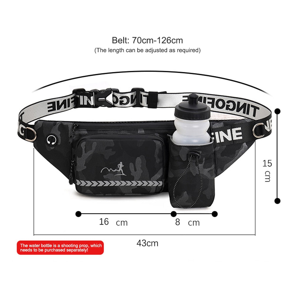 Belt Mobile Phone Bag Portable Sports Waist Pack Reflective Water Bottle Holder Waterproof for Travel Hiking Running Sports - acfitpro