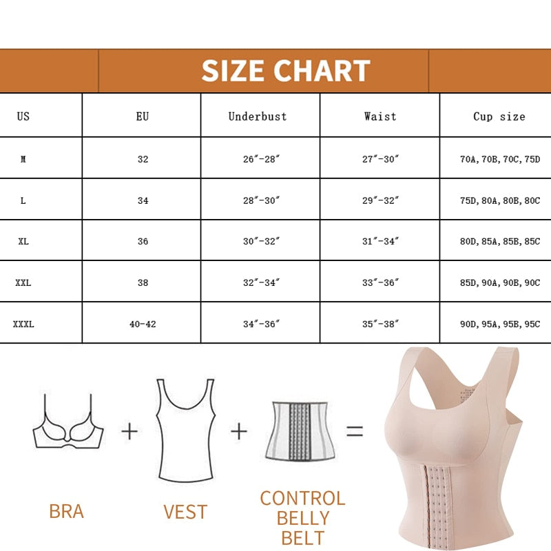 3-in-1 Waist Buttoned Bra Seamless Shapewear Snatch Bra - 3-in-1 Waist Trainer Bra - acfitpro