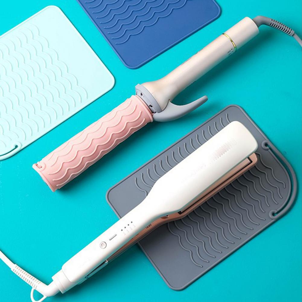 Anti-heat Mat Durable Wave Pattern Soft  Hair Flat Iron Silicone Heat Insulation Mat - acfitpro