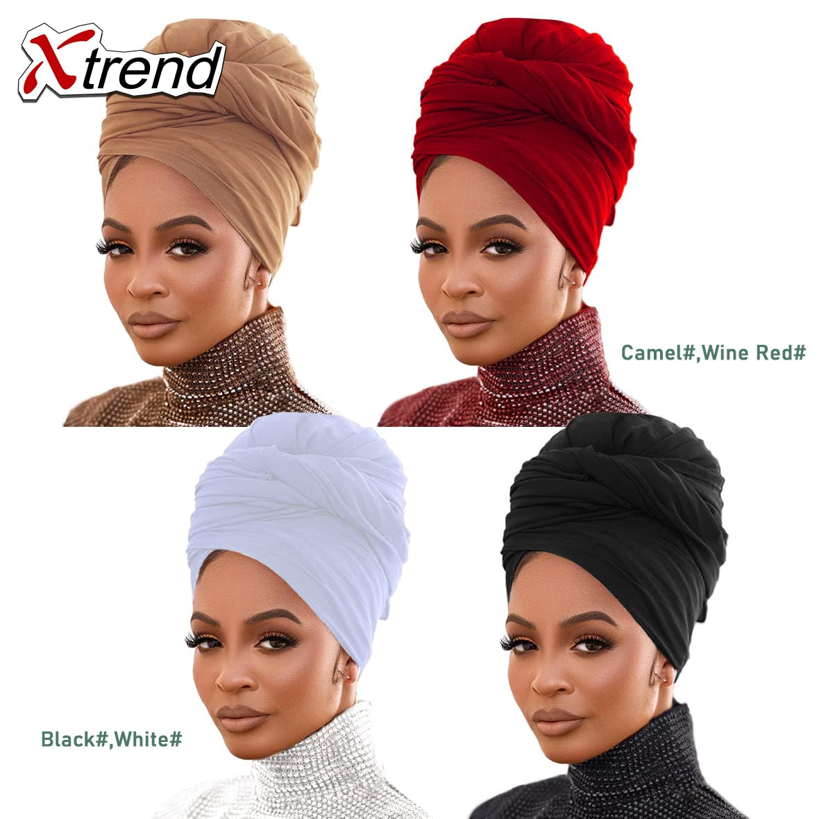 4 Pieces Stretch Head Scarfs Headbands  Soft Breathable Head Wraps for Women - acfitpro