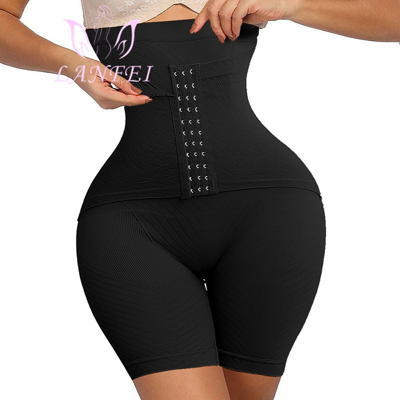 LANFEI Womens Firm Tummy Control Butt Lifter Shapewear High Waist Trainer Body Shaper Shorts Thigh Slim Girdle Panties with Hook - acfitpro