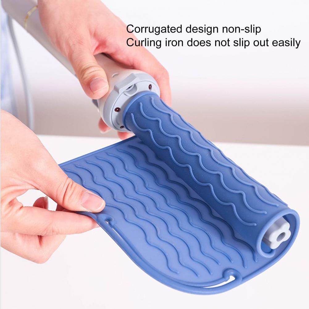 Anti-heat Mat Durable Wave Pattern Soft  Hair Flat Iron Silicone Heat Insulation Mat - acfitpro