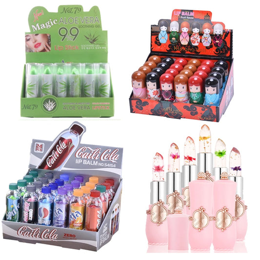 Color Changing Lipstick Long Lasting Magic Aloe Vera Moisture Lip Balm Lot Lips Care Set 24 Pcs - acfitpro