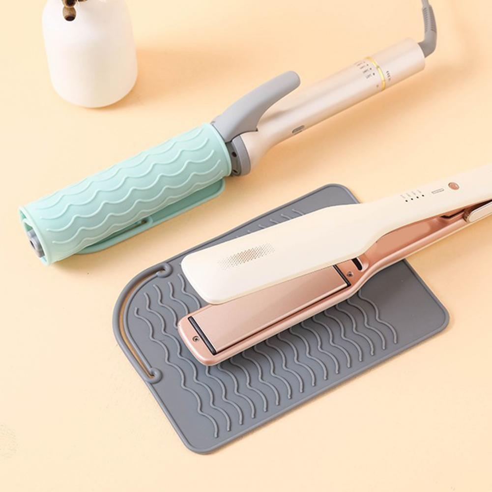 Anti-heat Mat Durable Wave Pattern Soft  Hair Flat Iron Silicone Heat Insulation Mat - acfitpro