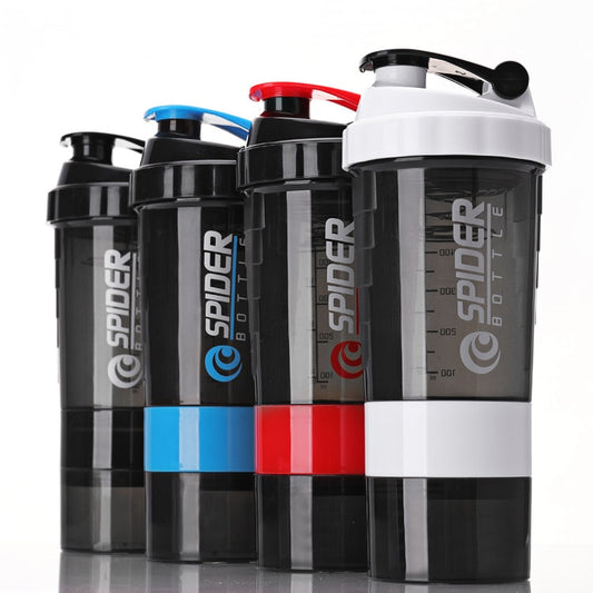 3 Layer Shaker Bottle Protein Powder Milkshake Water Bottle 550ml With medicine box - acfitpro