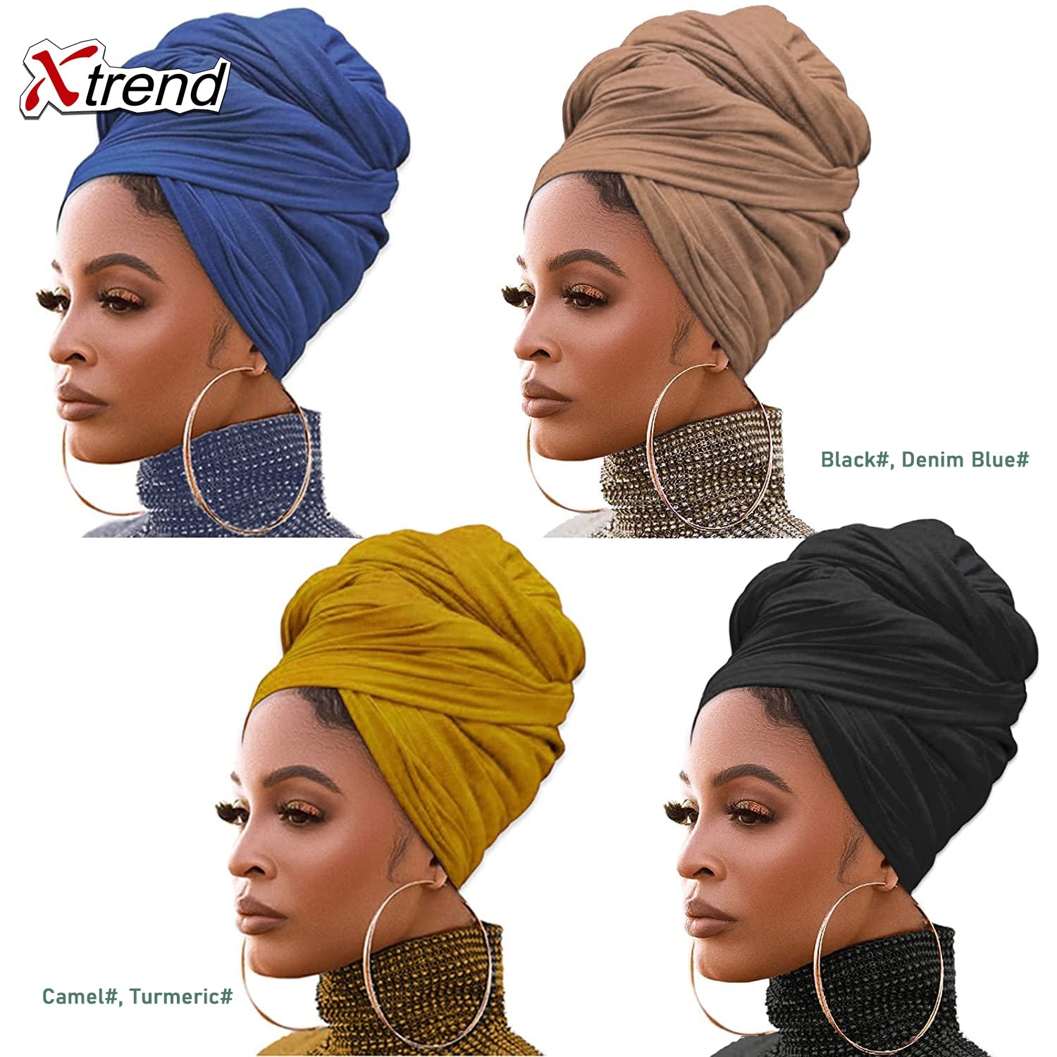 4 Pieces Stretch Head Scarfs Headbands  Soft Breathable Head Wraps for Women - acfitpro