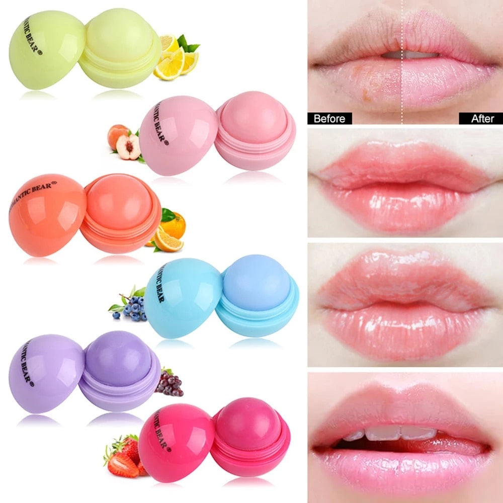 24pcs Fruit Flavor Lip Balm Cute Round Ball Pure Natural Plant Kids Baby Girls Lip Gloss Moisturizing Lip Balm Sphere - acfitpro