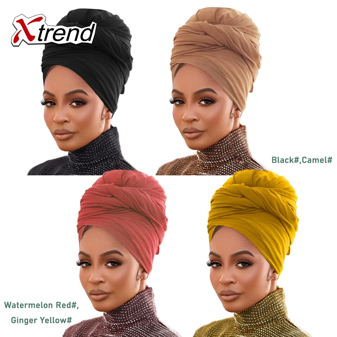 4 Pieces Stretch Head Scarfs Headbands  Soft Breathable Head Wraps for Women - acfitpro