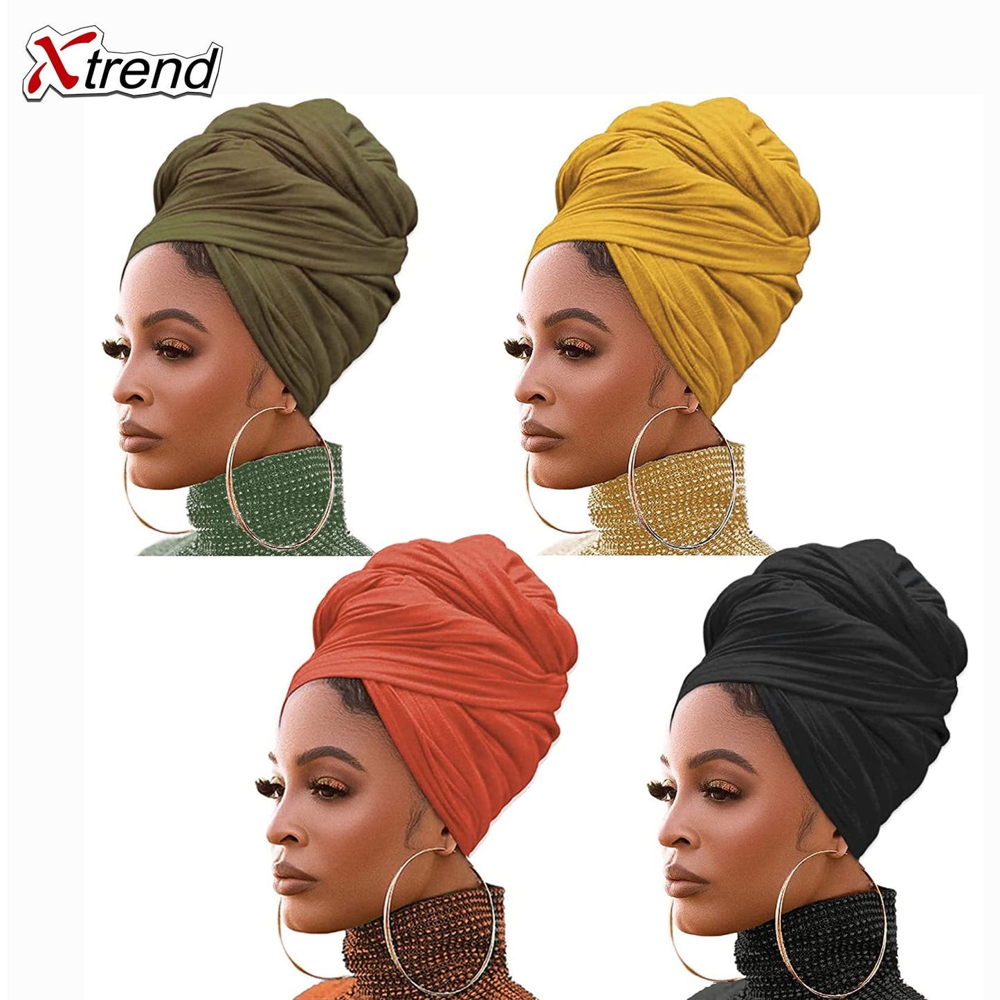 4 Pieces Stretch Head Scarfs Headbands  Soft Breathable Head Wraps for Women - acfitpro