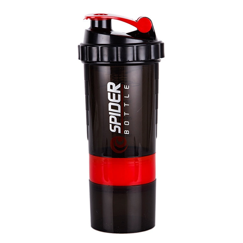 3 Layer Shaker Bottle Protein Powder Milkshake Water Bottle 550ml With medicine box - acfitpro